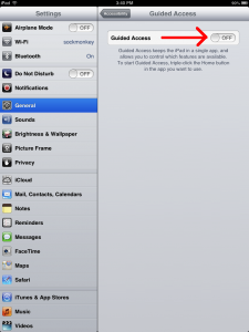 iPad Guided Access Settings Off